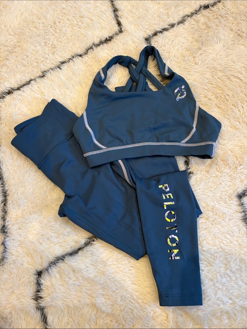 Peloton Blue Leggings & Crossback Sports Bra Set